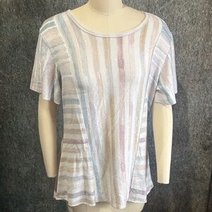 Soft Pastel Multicolor Striped Casual Women's Top